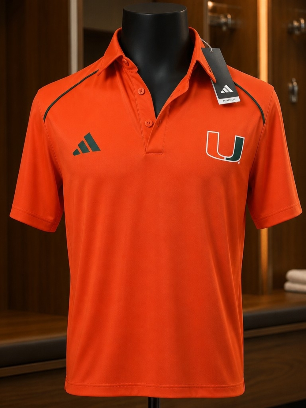 Miami Hurricanes Orange Adidas Coaches Polo Size M Sportswear New Short Sleeve